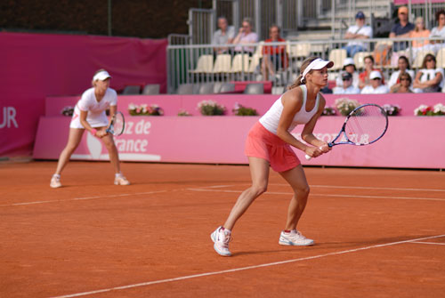 Katarina KACHLIKOVA et Anastasia PAVLYUCHENKOVA lors de la finale du double de l'Open Gaz de France de Cagnes sur Mer 2007 - Tournoi ITF Féminin