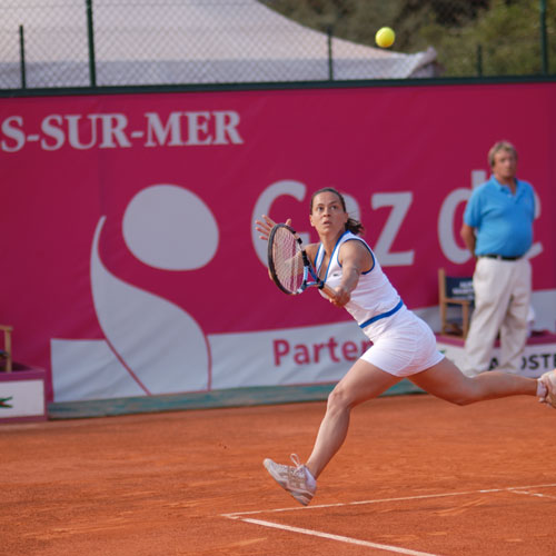 Timea BACSINSZKY (SUI) et Aurelie VEDY (FRA) lors de la Finale du double de l'Open Gaz de France de Cagnes sur Mer 2007 - Tournoi ITF Féminin