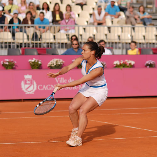 Timea BACSINSZKY (SUI) et Aurelie VEDY (FRA) lors de la Finale du double de l'Open Gaz de France de Cagnes sur Mer 2007 - Tournoi ITF Féminin