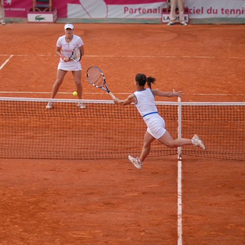 Timea BACSINSZKY (SUI) et Aurelie VEDY (FRA) lors de la Finale du double de l'Open Gaz de France de Cagnes sur Mer 2007 - Tournoi ITF Féminin